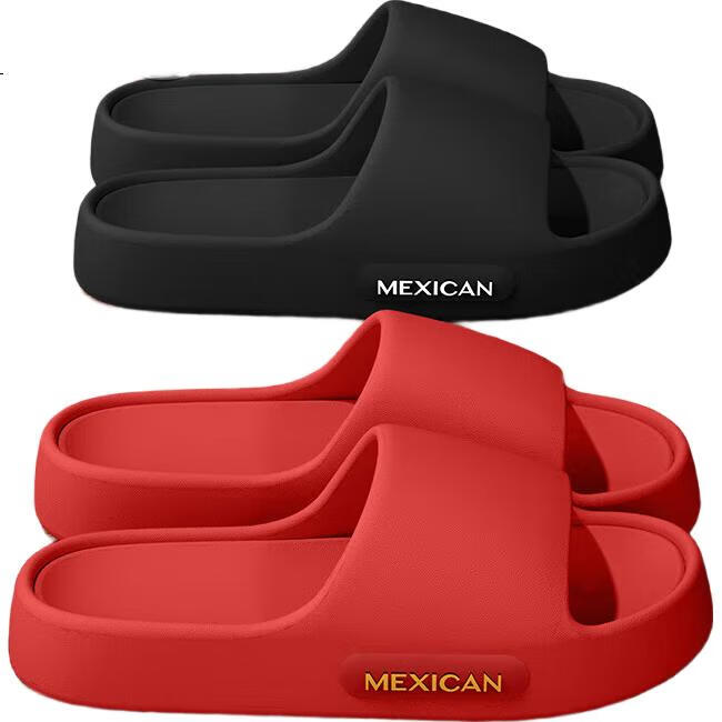 Мужские домашние тапочки MEXICAN, нескользящие, для ванной, для дома и улицы, толстая подошва, бесшумные, красные, размер 40-41