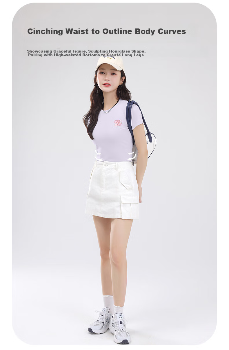 Warrior Women's Slim Fit Short Sleeve T-shirt 2025 Summer Round Neck Tight-fitting Top Fashionable All-match Hot Girl Women's Clothing 5