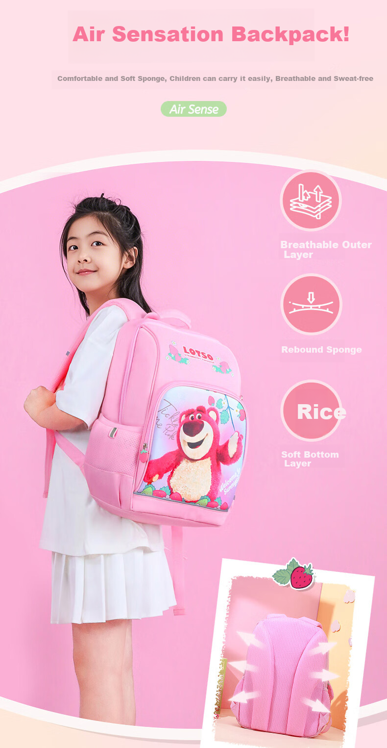 Disney Backpack for Elementary School Girls Grades 4-6, Large Capacity, Stylish, Antibacterial, Breathable, Lightweight Children's Backpack, Double Shoulder Bag 4