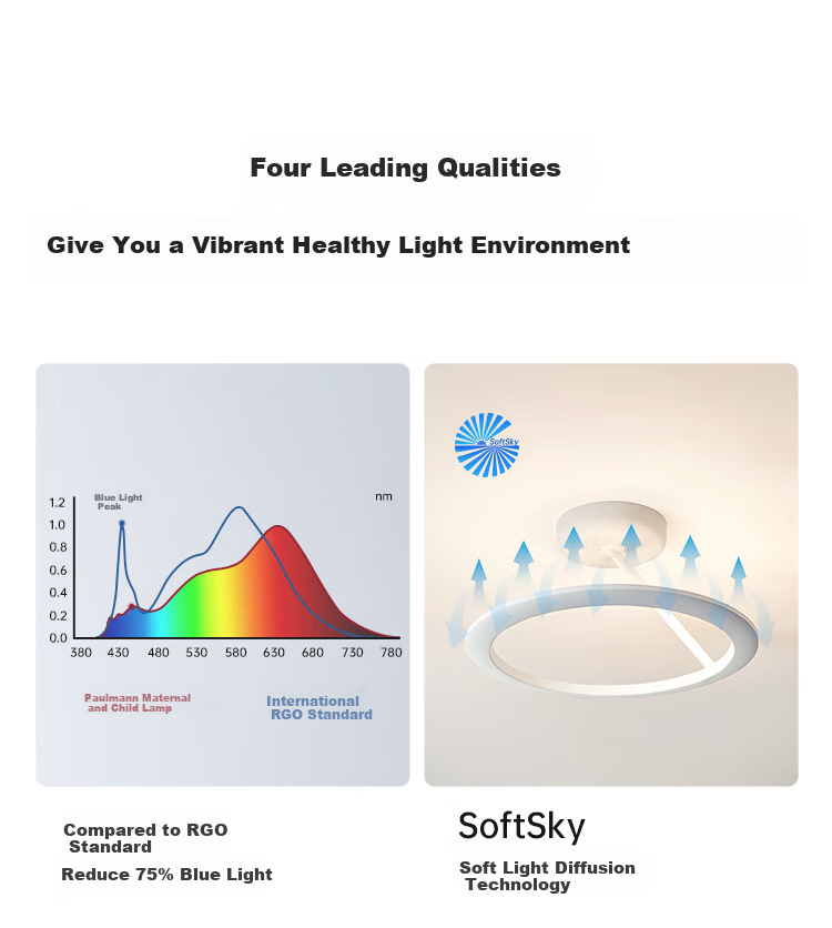 Paulmann P German Eye-Protecting Ceiling Light, Angel Ring Mother And Baby Lamp, Bedroom Living Room Light, Children's Study Full Spectrum Lighting Fixture 6