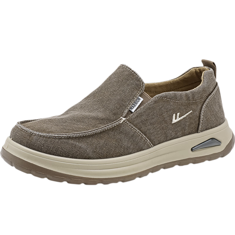 Warrior Men's Canvas Shoes Breathable Soft Sole Casual Slip-On Sneakers WXY(JS)-1845 Brown Size 39