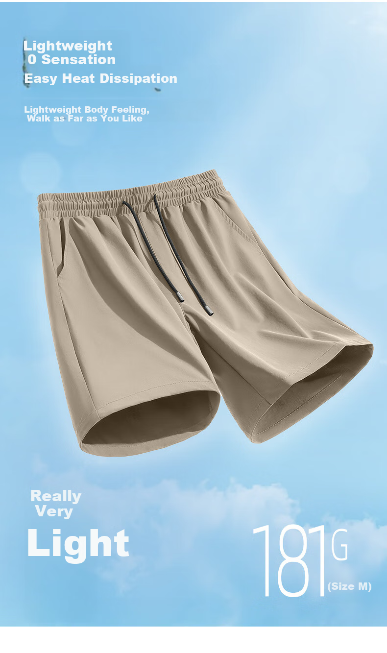 Baleno Men's Shorts, Summer Ice Silk Breathable Quick-Dry Five-Point Shorts, Outdoor Loose-Fitting Sports Fitness Wear, Men's Large Shorts 5
