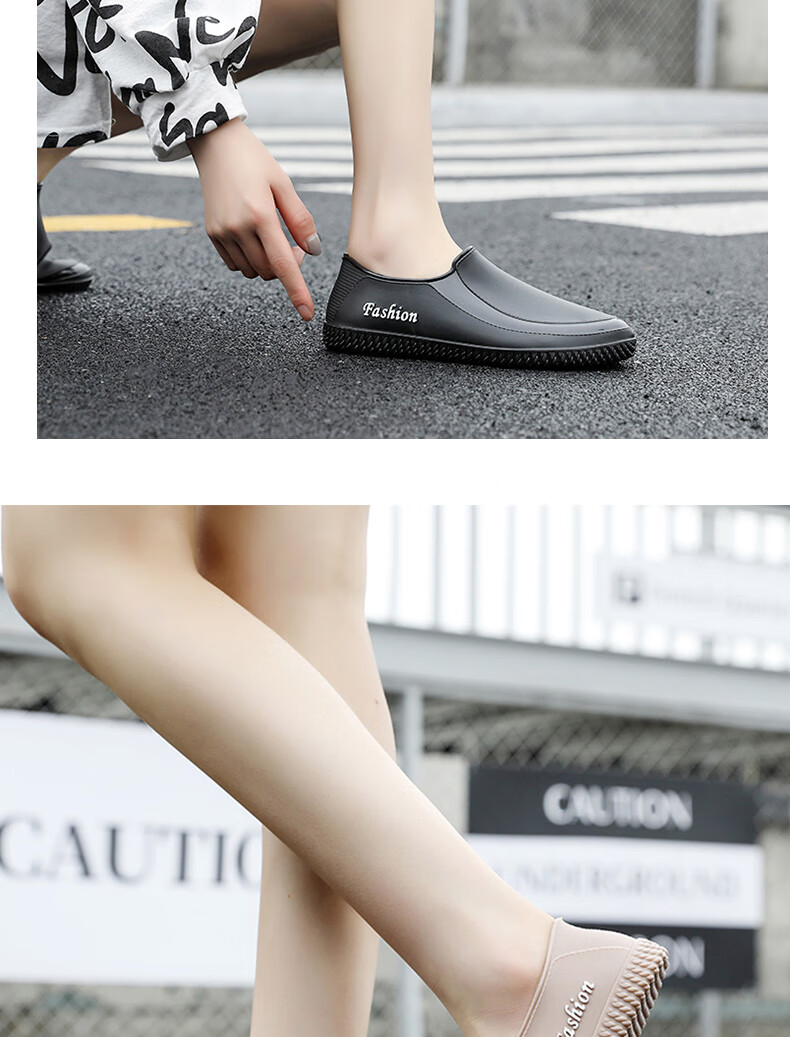 FOOTOPPO Women's Rain Boots, Ladies' Short Waterproof Shoes, Non-Slip Rubber Shoes, Summer Low-Top Adult Waterproof Boots, Fashionable Women's Overshoes 16