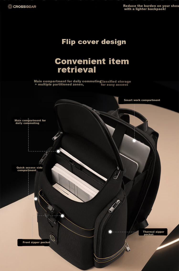 CROSSGEAR Cross Medal Weight Reduction Master Genuine Leather Business Backpack for Men, 16-Inch Laptop Bag, Large Capacity Travel Bag for Business Trips 7