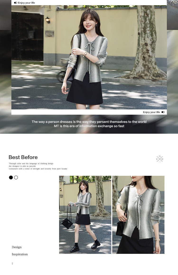 MT Sweet Cool Gradient Seasonal Casual Versatile Fashion Trendy Gradient Long Sleeve Pullover Sweater 2