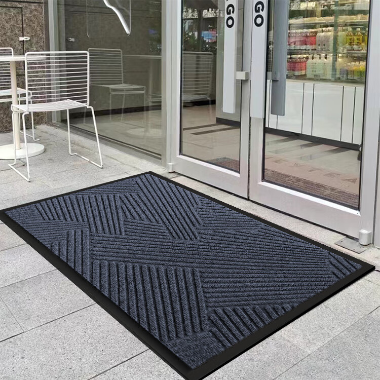 Jushi Memory Commercial Hotel Outdoor Welcome Door Mat Non-Slip Entrance Floor Mat Grid Gray 60x90cm 6