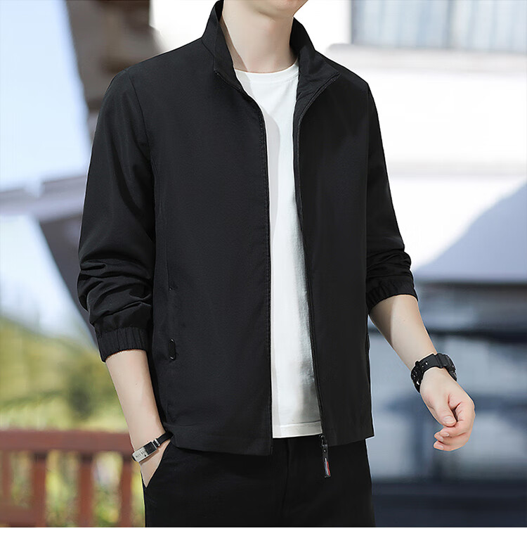 RED DRAGONFLY Men's Jacket Trendy Autumn Winter Business Executive Commuter Stand Collar Loose Casual Windproof Coat Gray 2XL 4