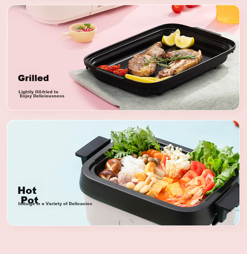 ZO JIRUSHI Multi-Functional Pot, Suitable for Barbecue And Hot Pot, Non-Stick Electric Cooker, Constant Temperature Heating, Detachable And Easy to Clean, EJ-MAH20C (Beige), Waterless Cooking 4