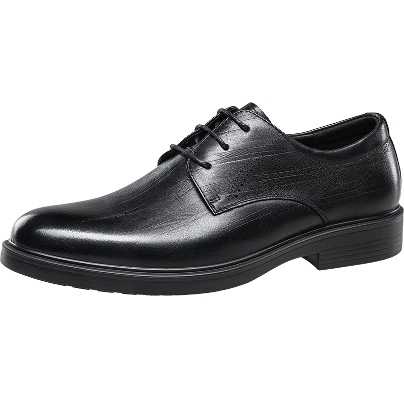 Kangnai Men's Shoes, Dress Business Casual Shoes, Soft-Soled Groom Shoes, Lace-Up Round Toe Formal Derby Leather Shoes, Black, Size 40