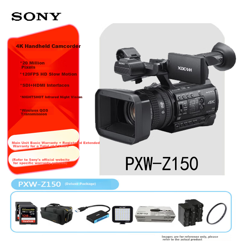 SONY PXW-Z150 (Deluxe Package), 1-Inch CMOS, 4K, SDI Handheld Broadcast-Grade Camcorder
