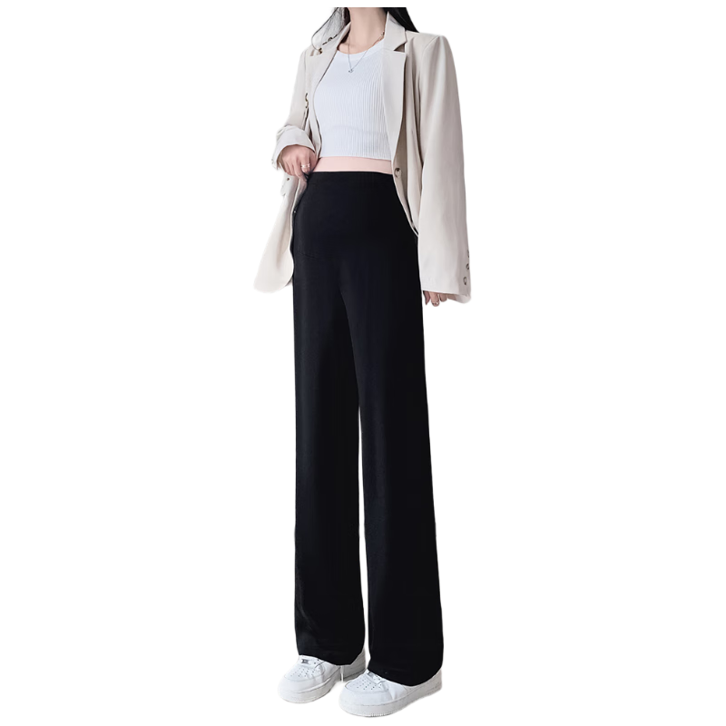 JOYNCLEON Maternity Pants Summer Thin Suit Petite Non-Restrictive Wide-Leg Maternity Trousers Black XXL jyk175178