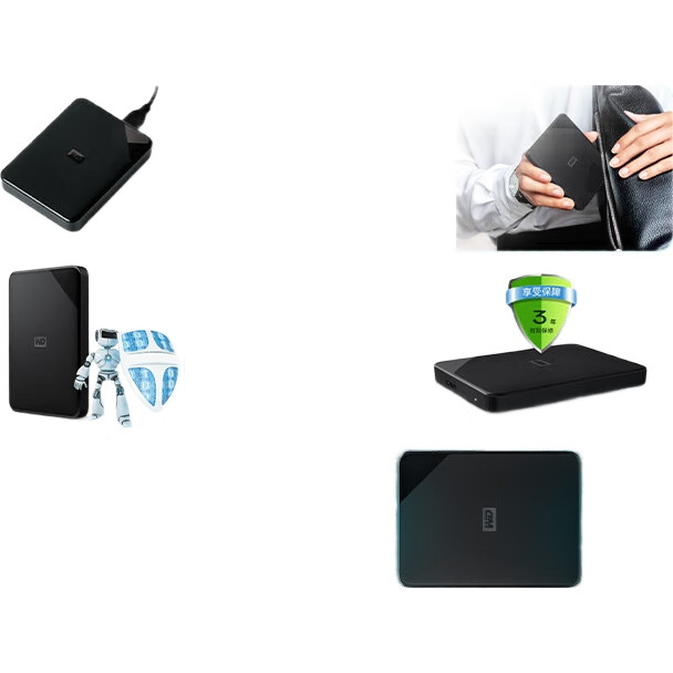 Внешний жесткий диск Western Digital WD Elements SE, 4 ТБ, портативный, USB 3.0, черный