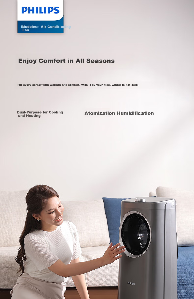 PHILIPS Air Cooler, Powerful Cooling Fan, Home Use Cold Air Machine, Dual-Purpose Heating And Cooling All-In Water-Cooled Bladeless Electric Fan, Circulating Fan, Dual-Use Heater, Warm Air Machine ACR4248X 1