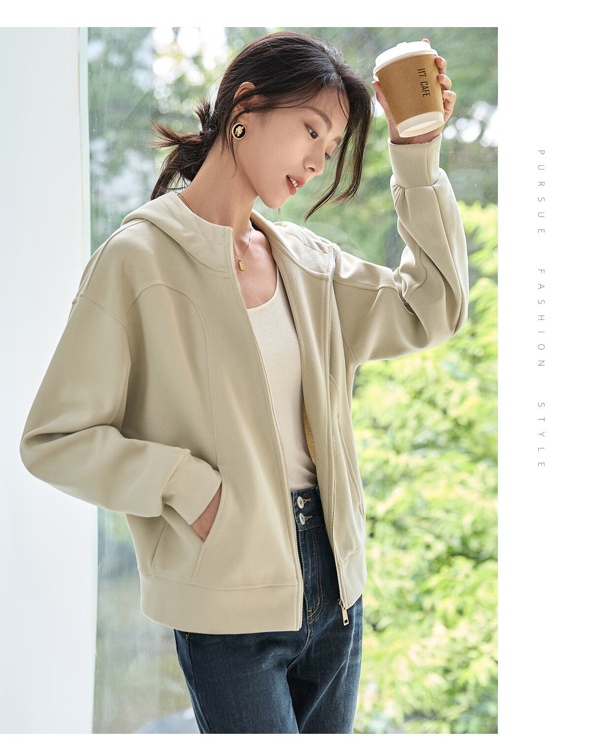 Chushen Spring and Autumn Casual Jacket Women Wilderness Mallard Design Splicing Fashion Casual Hooded Top S143U1001 12