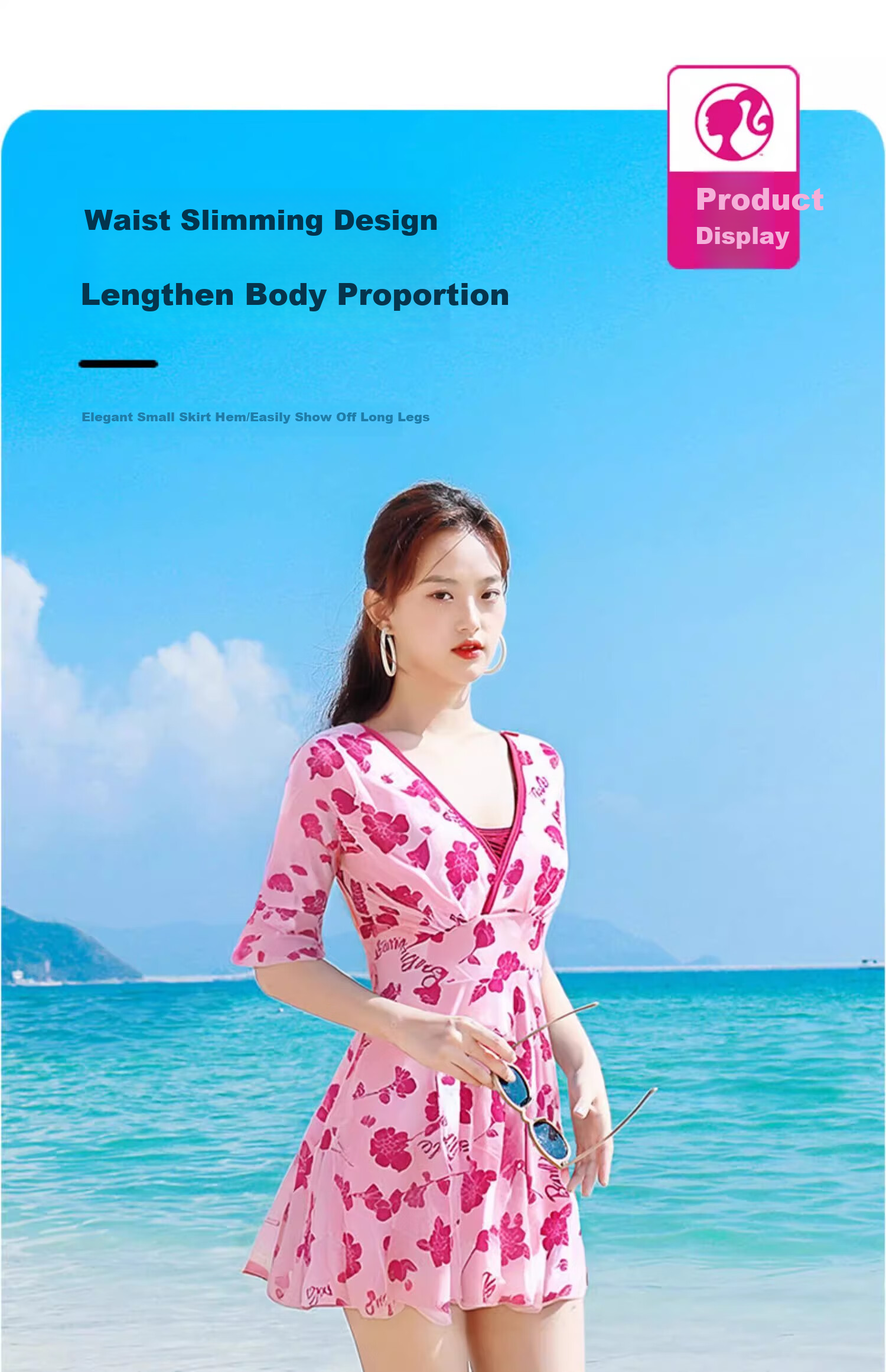 Barbie Conservative One-Piece Swimsuit for Women, Tummy Control Slimming Sexy Plus Size Swimwear Dress for Beach Vacation Hot Springs 17