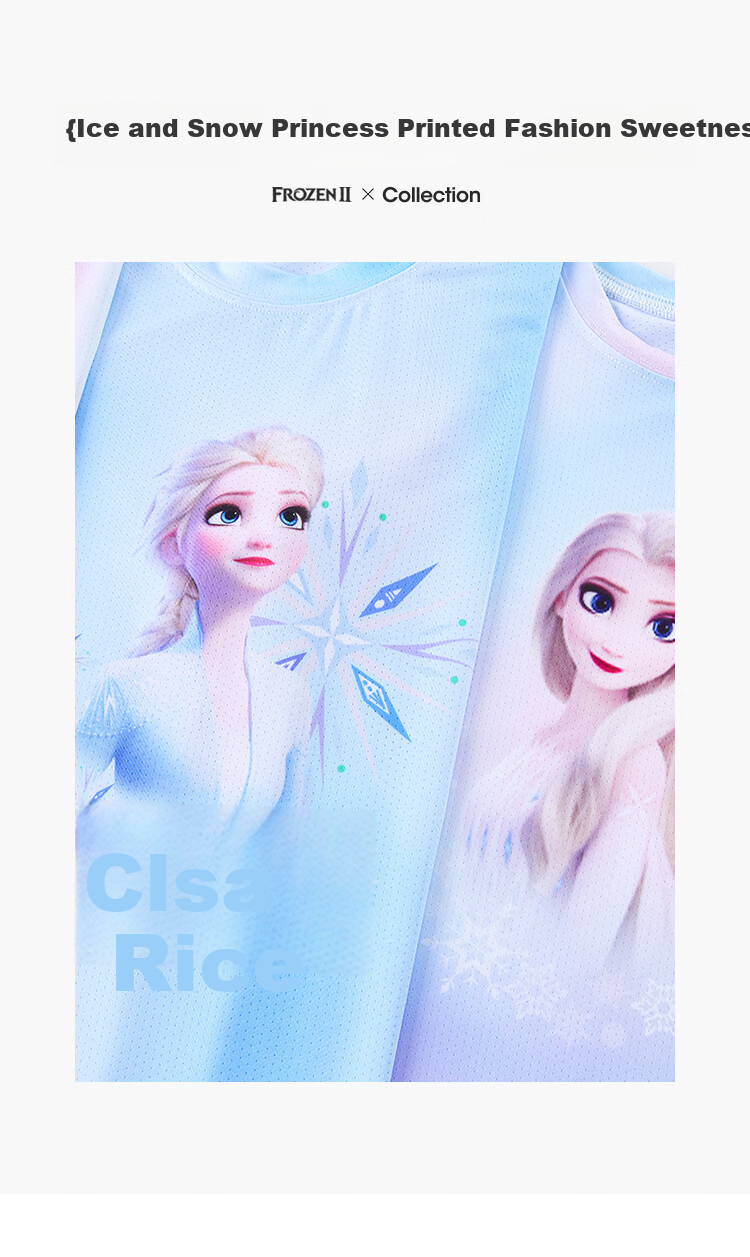 Disney Children's Quick-Dry Clothing Set, Elsa Princess Short-Sleeve T-Shirt for Girls, Summer Set FL164004-3, Orange-Pink, Size 140 3