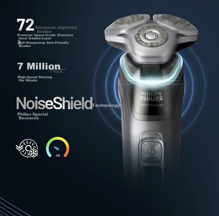 PHILIPS [Mid-Autumn Festival Gift] New Self-Operated Electric Shaver with Rotating Guard, New 9 Series Pro+, 0.08mm Under-Skin Clean Shave Razor, Cleaning Chamber, Birthday Gift for Me 12