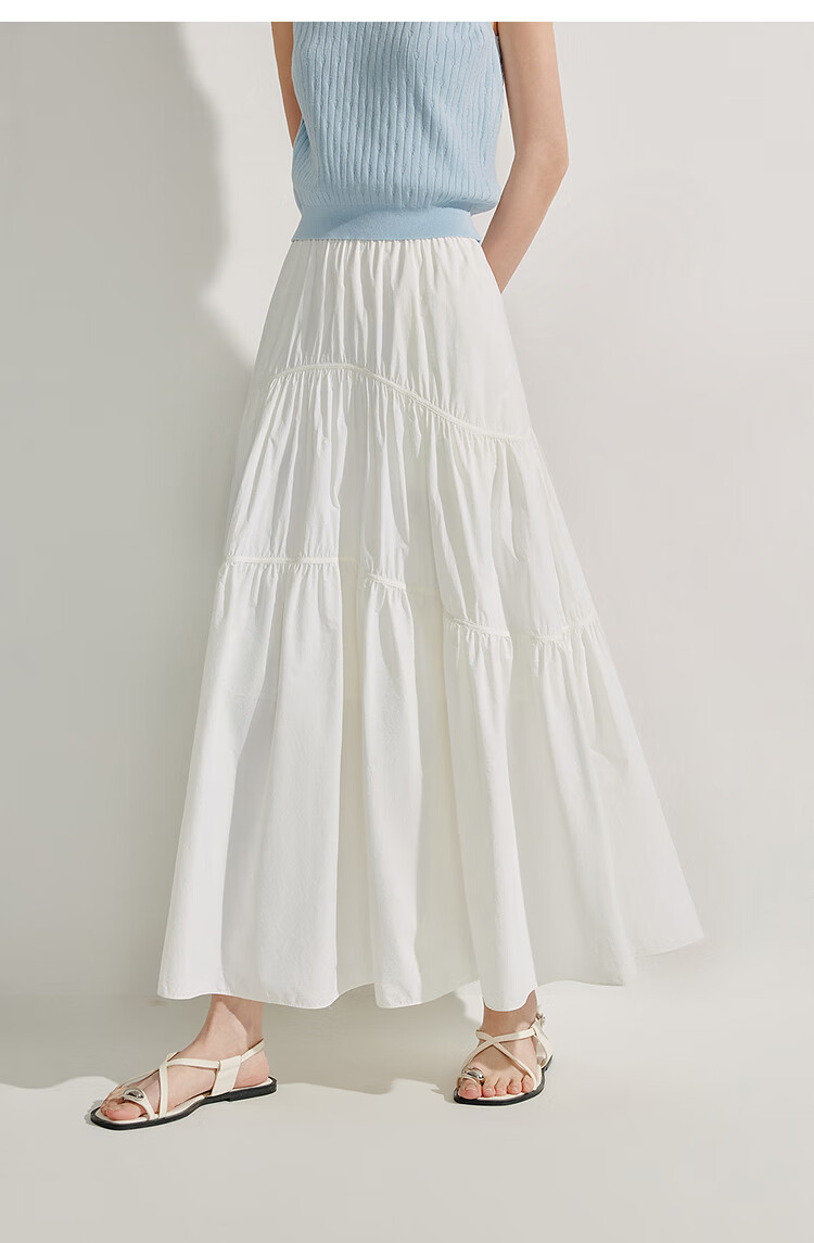 INMAN [Showroom Style] Original Yarn Sun Protection UPF100+ Pleated Skirt, Summer Umbrella Skirt, Cloud White, Size L 9