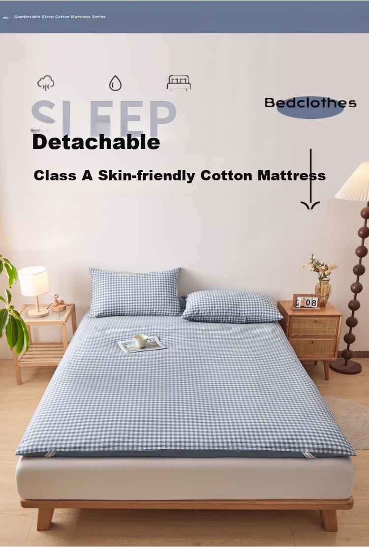 Wuyinliangpin 100% Xinjiang Cotton Mattress Pad, Removable Washable Cover, Pure Cotton Mattress Pad, All-Cotton Quilt, 1.8x2 Meters, 7 Ji 1