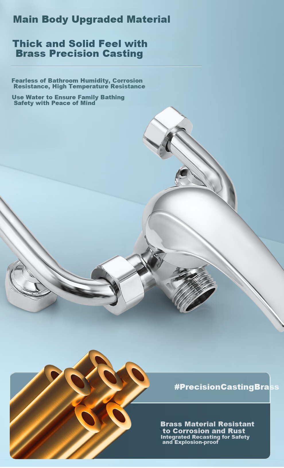 CVBAB Electric Water Heater Mixing Valve Switch, Brass Hot And Cold U-Shaped Surface-Mounted Shower Faucet, Water Heater Accessory CV1352 4