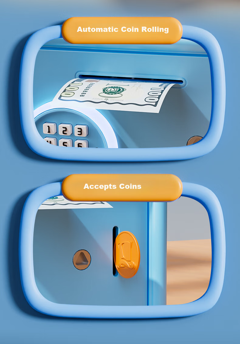 SODEEP Children's Piggy Bank with Password Toy, Simulated Fingerprint Accessible Savings Box, Birthday Gift for Elementary School Boys And Girls 3