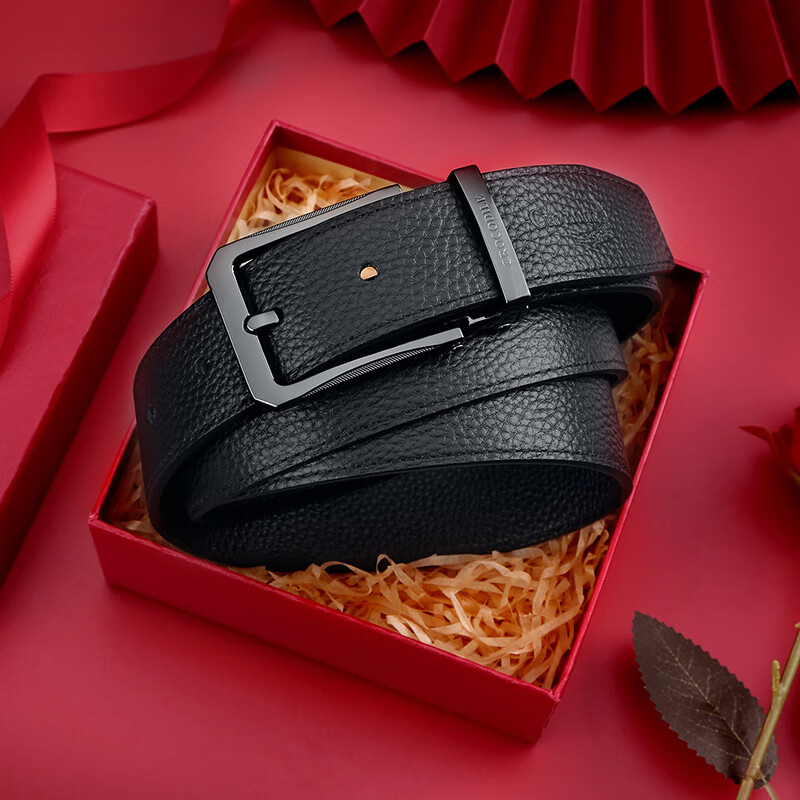 CROCODILE Top-Grain Leather Casual Men's Pin Buckle Belt, Simple Waistband for Young Men, Birthday Gift 2831