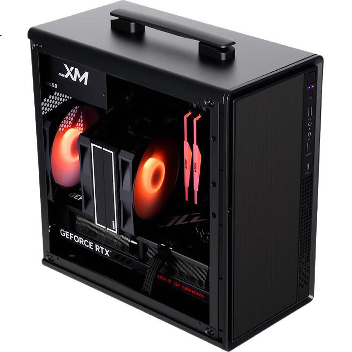 Компьютерный корпус SAMA Pingtouge M2 Note, черный, форм-фактор Mini-ITX/mATX, с ручкой для переноски, Type-C, поддержка MATX материнской платы, несколько отсеков для жестких дисков