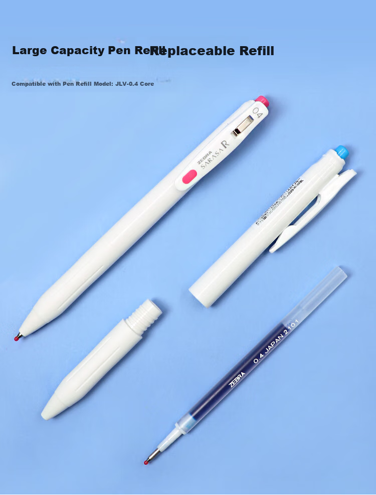 ZEBRA 0.4mm Retractable Bullet Tip Gel Pen, Colorful Student Drawing Signing Pen for Marking And Coloring, Journaling Pen, Ink Pen, JJS29-R1, White Barrel Black Ink, Pack of 10 5