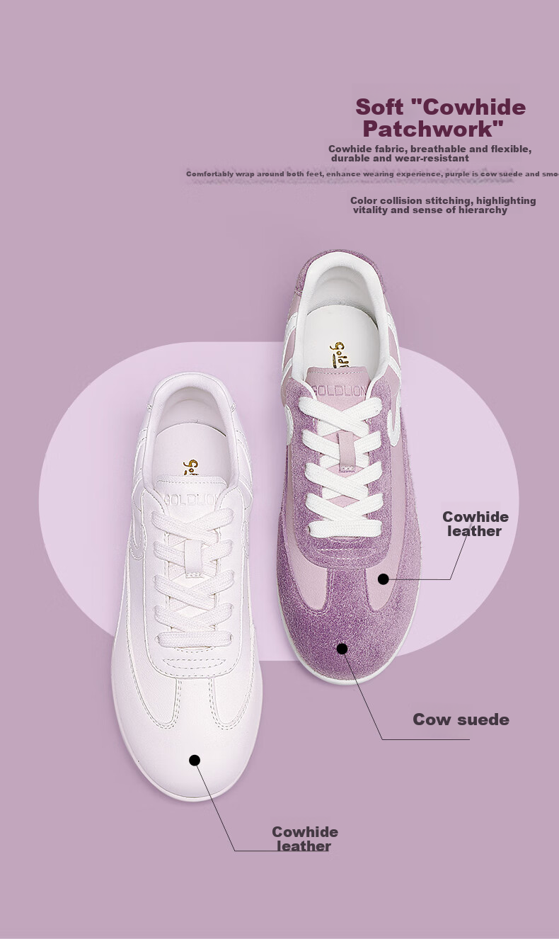 Goldlion Women's Shoes, Sports Casual Flat Training Shoes, Round Toe Lace-Up Low-Top Sneakers for Women, G688510115, Off-White, Size 38 4