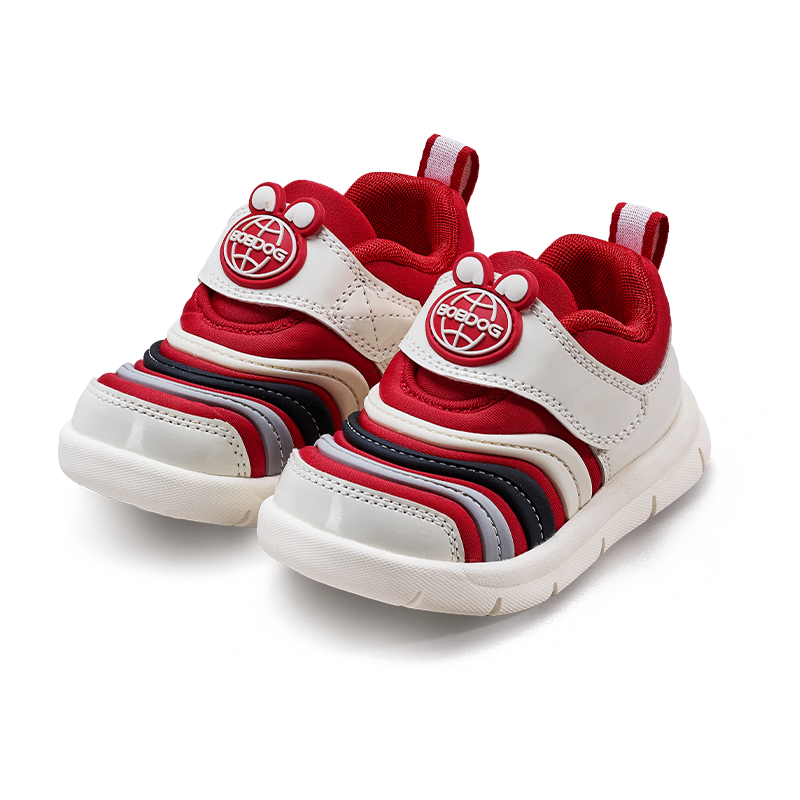 BOBDOG Caterpillar Children's Shoes, Baby Walking Shoes, Kids' New Year Red Shoes, Infant Shoes, Red/cloud White, Size 24