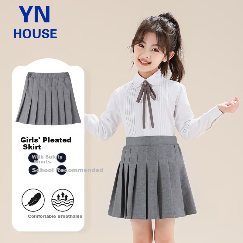Yinuofang Girls' Pleated Skirt Performance Dress, British Style Short Skirt, School Choir Uniform, Black Suit, School Uniform, Garden Party Outfit, Children's Day