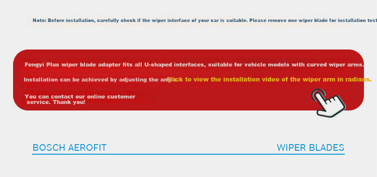 BOSCH Wind Vane U Wiper Blade 26/22 Compatible with Lexus RX450/RX350/BYD S6 S7 9