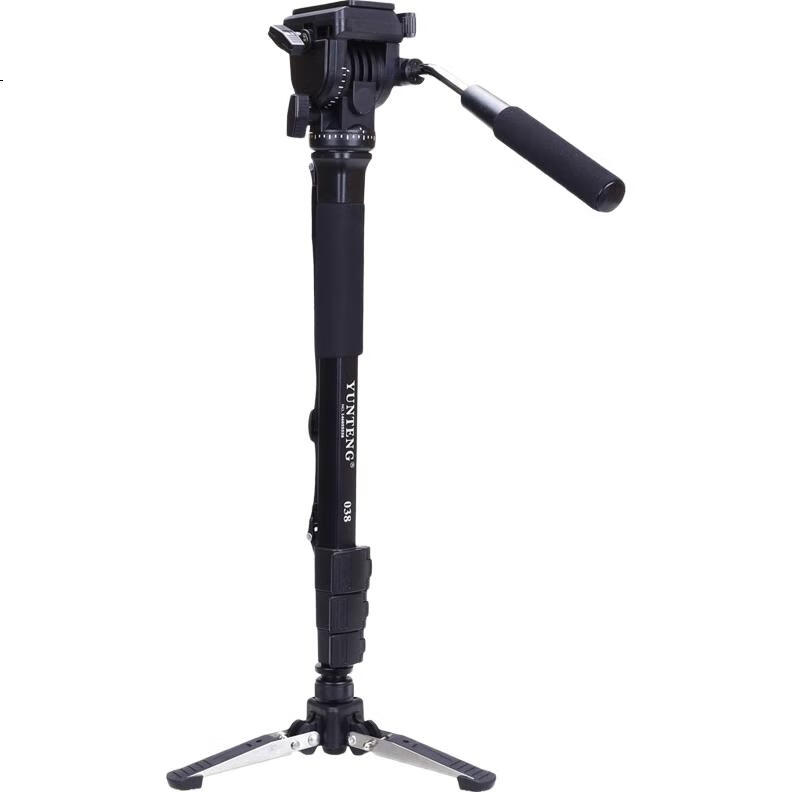 YUNTENG Monopod 038 Professional Photography And Videography Monopod, Hydraulic Head Single-Legged Tripod, DSLR Camera DV Camcorder Selfie Stand with Support Foot Pad Monopod