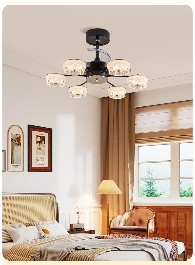 NVC Modern Luxury Invisible Ceiling Fan Light Chandelier New High-End Dining Room with Installation BY-DC-Q01-120 1
