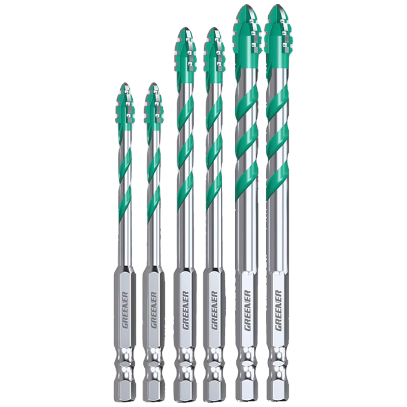 GREENER Four-Blade Serrated Eccentric Drill Bit for Tile and Concrete, High Hardness, 6/6/8/8/10/10mm