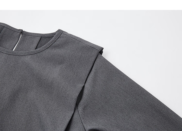 Dme [Zhi Xi Ge Lei Set] Autumn Design Shoulder-Padded Round Neck Top and Wide-Leg Suit Pants Women's Two-Piece Set 3