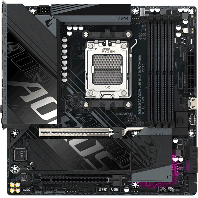 GIGABYTE Xiaodiao B850M AORUS ELITE WIFI6E Motherboard, DDR5 Compatible with AMD CPUs AM5 9700X 9800X3D 9900X 9600X