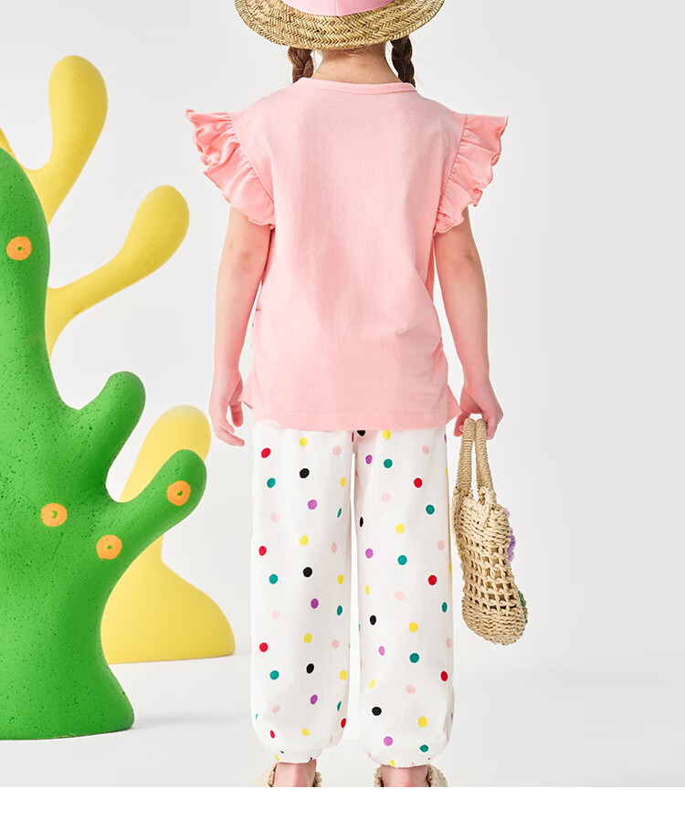 Badibadi Summer Baby Toddler Girls Cotton Short Sleeve T-Shirt and Pants Set Lightweight Breathable Doll Baby Size 90 15