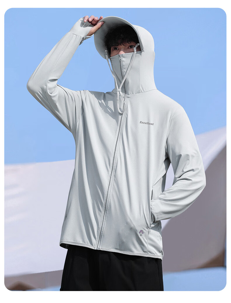 Huili Sun Protection Clothing for Men, Summer Ice Silk Sun Protection Garment for Men And Women, Lightweight Breathable Sunshade Clothing, Skin Coat Jacket, Gray, XL 13
