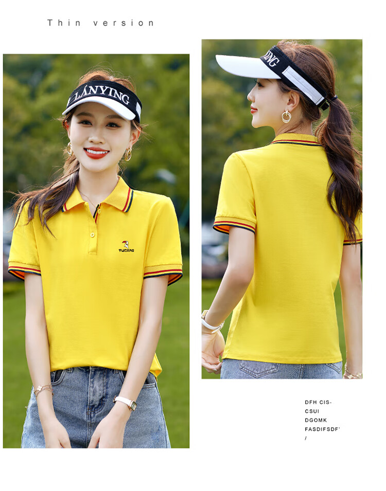 Woodpecker Pure Cotton Polo Shirt Women Short Sleeve Slim Fit Plus Size Casual Summer Top Dark Blue XL 13