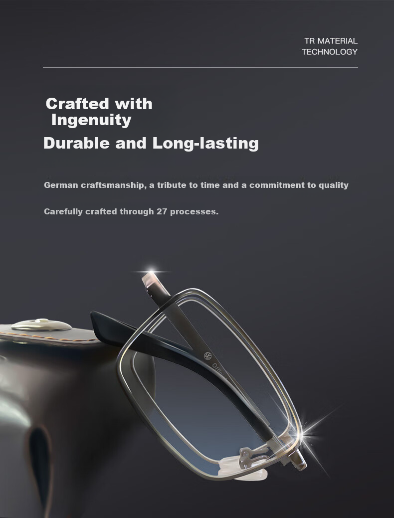 Volkswagen German, Unisex Folding Reading Glasses with Anti-Blue Light Lenses for Elderly, Model 620 Gun, -2.5 Diopters 4