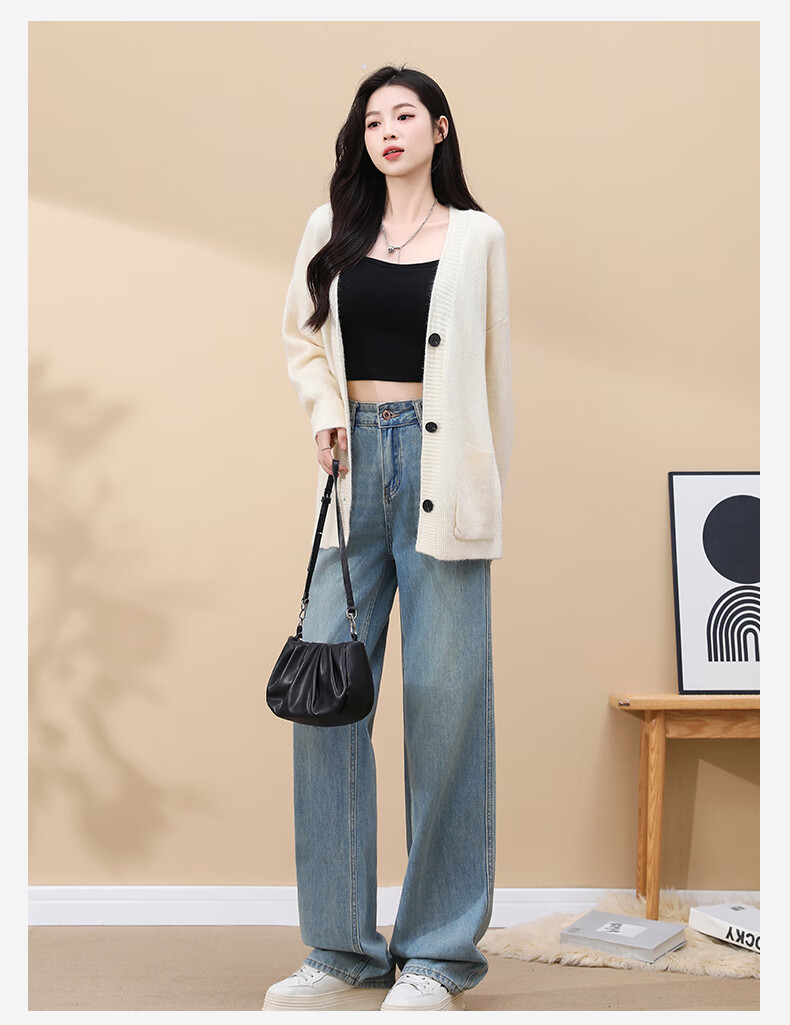 Yishangmei Women's Knitted Cardigan Autumn Winter 2025 New Lightweight V-Neck Sweater Petite Loose Lazy Style Jacket 2