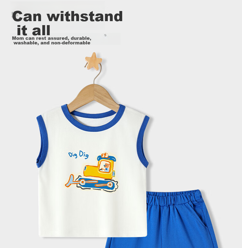 Badibadi Boys' Set, 2026 New Summer Style, Children's Vest Two-Piece Set, Skin-Friendly Pure Cotton Sleeveless Undershirt, Baby Clothing 10