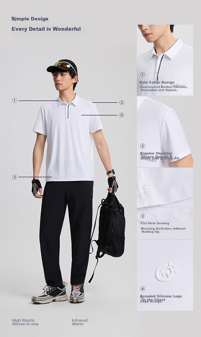 TECTOP Men's Breathable Outdoor Sports Ice Silk Cooling Polo T-Shirt Short Sleeve Cloud Ink Black XL 10