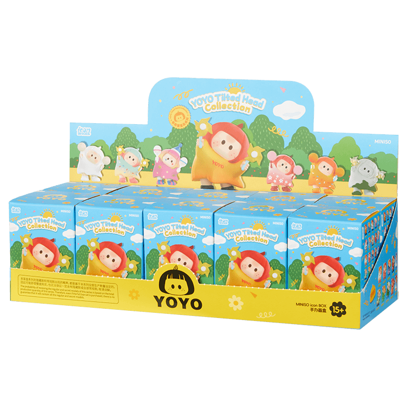 MINISO YOYO Cute Tilted Head Icon Box Blind Box Right-Right Sauce Figurine Toy Peripheral Birthday Gift for Girls Desktop Box