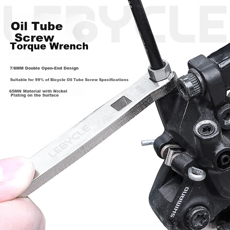 LEBYCLE Road Bike Oil Pipe Torque Wrench, Mountain Bike Brake Oil Pipe, 7-8MM Open-End Oil Pipe Screw, Locking Nut Tool