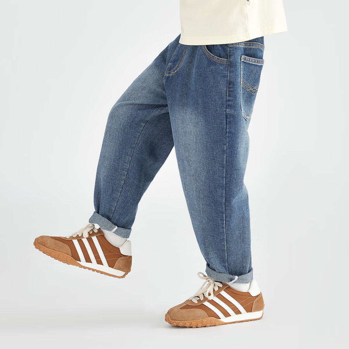 Duoduojia Boys' Jeans, Spring And Autumn Style, Versatile Fashion Casual Pants, Children's Soft Washed Loose Long Trousers