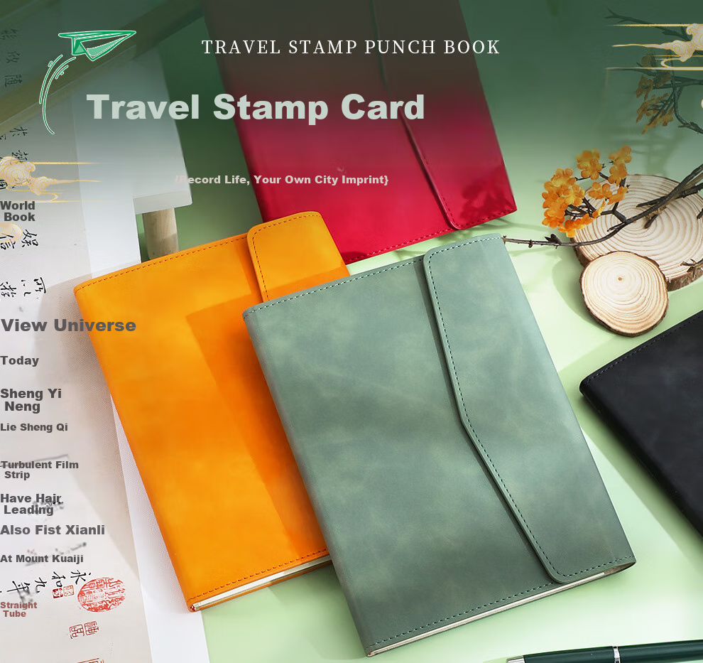 Longe Travel Stamp Collection Book, Stamp Museum Collection Album, High-Quality Blank Journal, Nanjing Beijing Scenic Spot Check-In Souvenir Book, Forbidden City Tourism Observation Notebook 1
