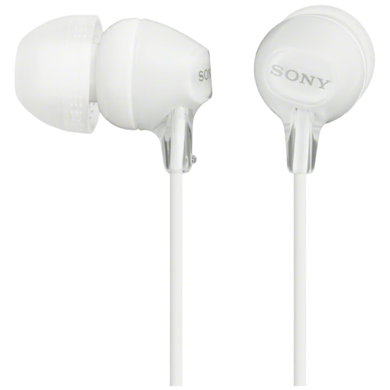 SONY MDR-EX15AP In-Ear Wired Headphones with Microphone High-Quality Sound White Travel Companion Gift