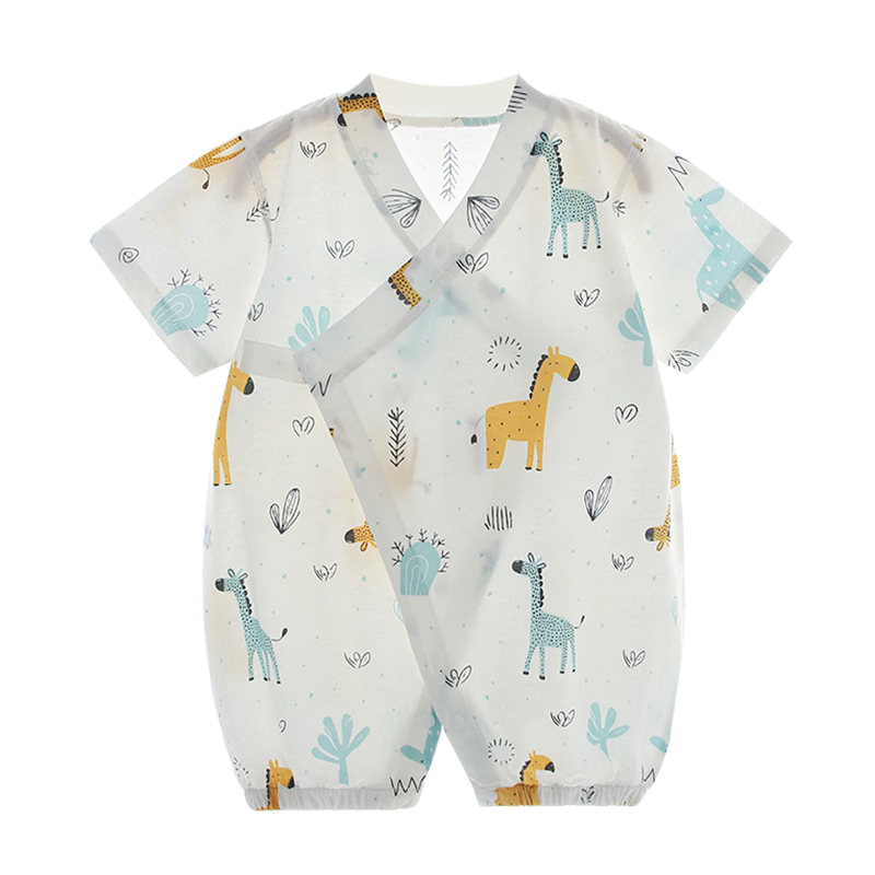 Qiaojiaoya Baby Clothes, Newborn Summer Thin Short-Sleeve Romper, Crawling Suit, Pure Cotton, Full Moon Baby Summer Pajamas